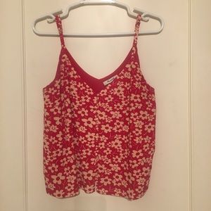 Madewell Silk Botton Down Cami, Red Floral